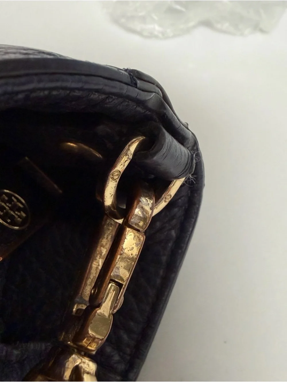 Tory Burch Navy Pebbled Leather shoulder Bag Crossbody Bag
